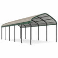 Abri voiture double avec toit cintré, vert foncé, anthracite et gris, 600 × 600 × 300 cm