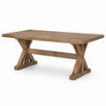 Table à manger en bois brun avec piètement tréteau rustique, 200 × 100 × 76 cm