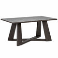Table à manger contemporaine 180 × 90 × 76 cm, plateau gris effet marbre et piètement brun foncé