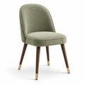 Chaise rembourrée en tissu texturé vert sauge avec pieds marron et dorés, 50 × 57 × 82 cm