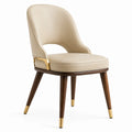 Chaise rembourrée beige 58 × 62 × 85 cm avec pieds en bois brun et finitions dorées