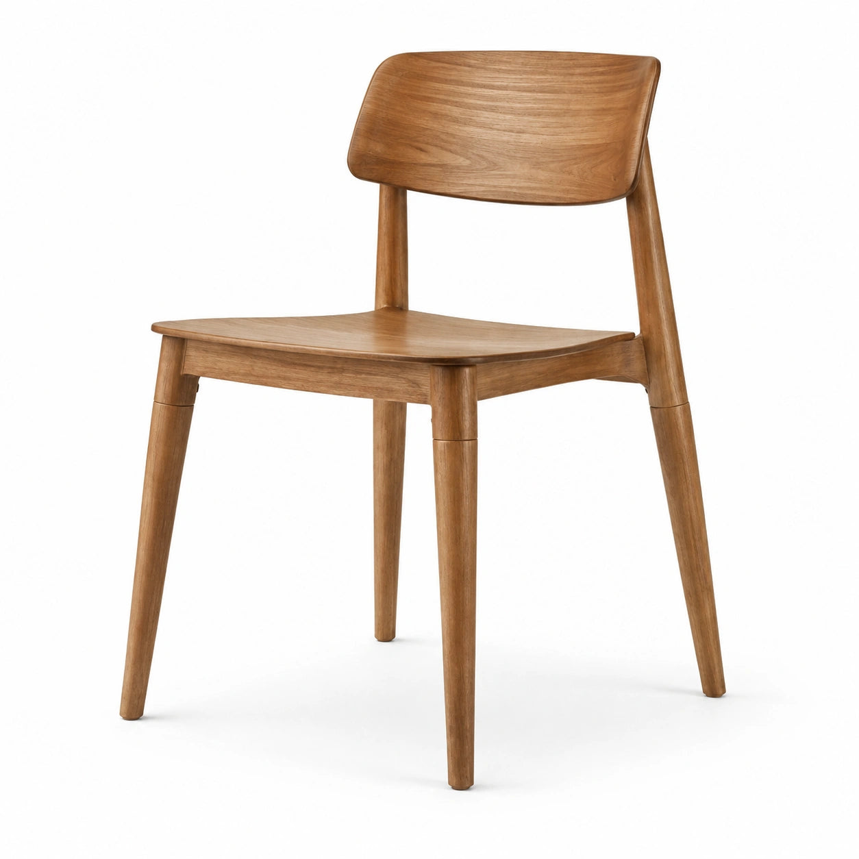 Chaise moderne en bois marron avec dossier incurvé, 50 × 53 × 78 cm