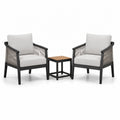 Ensemble de jardin 3 pièces avec 2 fauteuils 71 × 75 × 80 cm et table 45 × 45 × 45 cm, noir, gris clair, gris et bois naturel