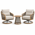 Ensemble 3 pièces avec 2 fauteuils pivotants 82 × 82 × 86 cm et table ronde Ø 55 × 52 cm, beige, taupe, marron et anthracite