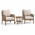 Ensemble 3 pièces beige et brun avec 2 fauteuils 75 × 78 × 90 cm et table ronde Ø 55 × 55 cm